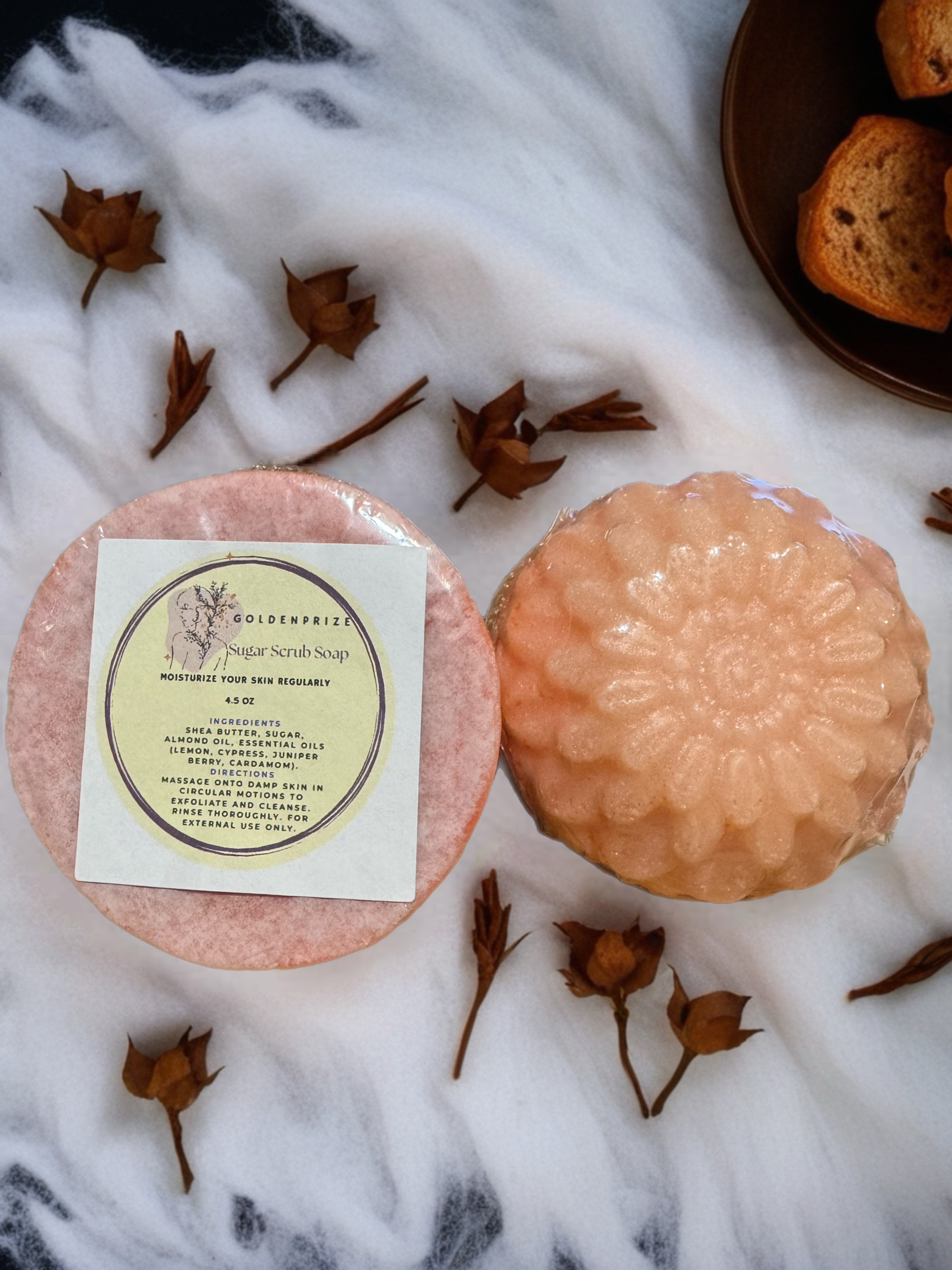 EverVive Naturals sugar scrub soap bar with lemon and juniper oils